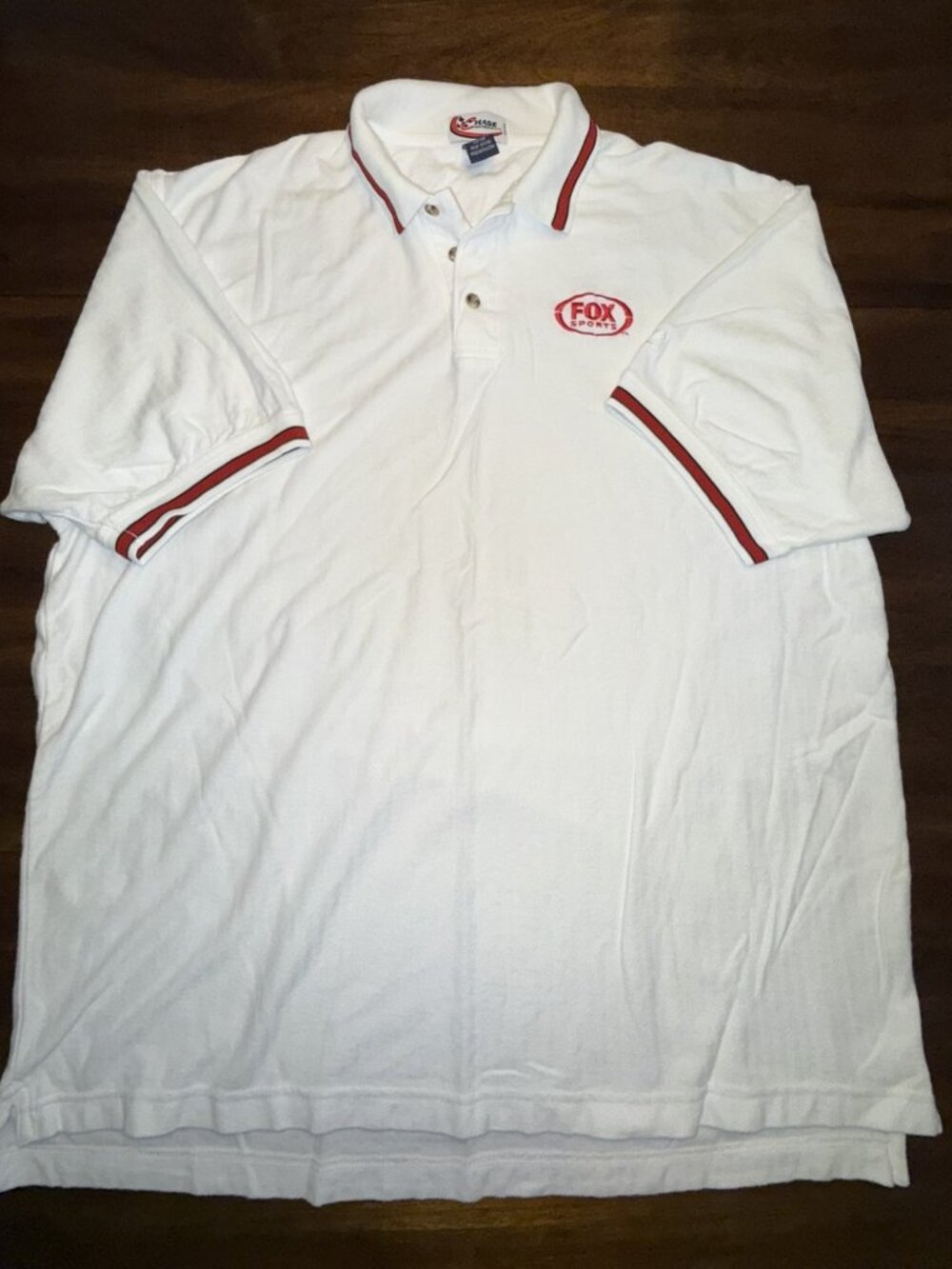 Rare Chase Authentics FOX SPORTS Men's XL White & Red Polo Shirt